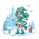 Pixel Art: Princess Mentha brings freshness and joy wherever she goes. She lives in a peppermint ice palace and loves skating across her kingdom’s frozen lakes. Her minty breath can calm minds and cleanse the air. Lively and playful, she loves pulling frosty pranks on her friends. (generated with AI by Dixy).