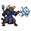 Pixel Art: minotaur mage casting ice skull
