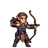 Pixel Art: set of elves with different weapons and outfits