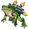 Pixel Art: frog with jetpack