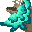 Ethereal teal and cyan energy bursting from a textured brown and grey mass.