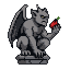 Pixel Art: gargoyle holding apple