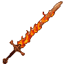 Pixel art generated with AI prompt: fire sword game item