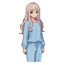 Pixel Art: anime young woman in pijamas