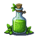 Pixel Art: herbal green potion (generated with AI by sandacz).