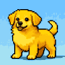 Pixel Art: dog，yellow fur