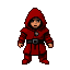Pixel Art: hooded red warrior