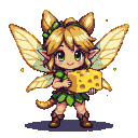 Pixel Art: pixie character holding cheese