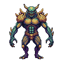Pixel Art: full body monster in doom style retro gaming, unique