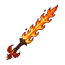 Pixel Art: fire sword with small pheonix decoration on the end of handl...