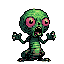 Pixel Art: set of weird monsters with big heads and small bodies style