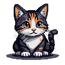 Pixel Art: cat for banner YouTube (generated with AI by Tyngon Banshee).