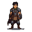 Pixel Art: An adventurer male, young, wearing leather weathered armor a...