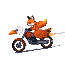 Pixel Art: fox riding on big bird sprinter