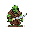 Fierce Orc Monk Ready for Battle | Green Warrior Sword