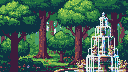 Pixel Art: forrest fountain scenery