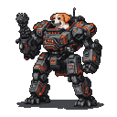 Pixel Art: dog driving killer mech