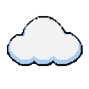 Fluffy white cloud with a dark outline and subtle light blue gradient edges.