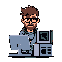 Programmer with pc - Pixel Art | generated with AI by Myrfir Harpy