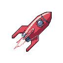 Rocket Pixie red rocket - Pixel Art | generated with AI and edited by sandacz