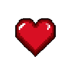 This pixel art icon features a vibrant red heart with subtle shading and highlights, evoking classic video game nostalgia. The simple, clean design creates a universally recognizable symbol of health or life.