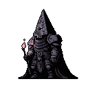 A heavily armored knight stands sentinel in the darkness, illuminated only by the flickering torch in his hand. His imposing presence and rigid posture evoke a sense of ancient power and foreboding.