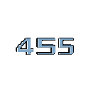 This pixel art features the number "455" in light blue-grey, outlined for definition, rendered in a clean, retro style. The minimalist image focuses solely on the number against a stark black background.