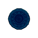 This pixel art showcases a mesmerizing, blue-toned circular portal, its swirling rings suggesting a gateway to another dimension or a source of powerful energy. The image's retro aesthetic and cool color palette create a captivating and mysterious vibe.