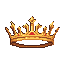 This pixel art showcases a meticulously crafted golden crown, its regal design accentuated by vibrant red jewels. The image radiates wealth and power through detailed shading and a polished metallic texture. It's a timeless depiction of royalty captured in pixel form.