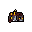 This pixel art depicts a mysterious, partially opened treasure chest, its wooden frame accented with bright yellow and metallic details. The chest hints at hidden riches and evokes a sense of adventure.