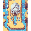 A pixel art temple sits nestled at the base of a cliff, a waterfall cascading dramatically from its entrance to form a winding river. The limited palette and retro style evoke a serene and nostalgic landscape.
