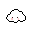 This pixel art features a cute, blushing cloud character with a simple, endearing expression. The minimalist design and soft color palette create a sense of innocence and calm.