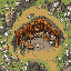 This pixel art image shows a rustic, unfinished wooden shelter viewed from above, hinting at survival or abandonment. The simple structure is framed by an earthy path in a quiet, natural setting. The muted colors and top-down perspective evoke a nostalgic, old-school gaming feel.