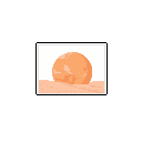 A serene pixel art image captures a rising or setting sun/moon, rendered in warm peach and orange tones, against a simple sandy horizon, conveying a sense of calm and solitude.