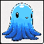 Meet a cute, blue, jelly-octopus hybrid rendered in charming pixel art. This whimsical creature with its simple, friendly expression is ready to brighten your day.