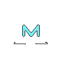 A pixelated cyan "M" pops against a stark black background, its subtly shaded design evoking a modern, digital aesthetic. The minimalist letterform acts as a striking logo or icon.