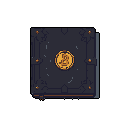 This pixel art depicts an antique tome, its cover adorned with golden emblems and intricate details, hinting at ancient knowledge and hidden mysteries within. The aged book exudes a somber mystique, suggesting a rich history and perhaps even arcane secrets.