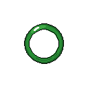 A glowing green ring, rendered in clean pixel art, stands out against a stark black backdrop. The simple yet polished design, with a subtle highlight, evokes a sense of retro gaming and enigmatic importance. It's a solitary object that could represent a portal, a collectible, or a vital indicator.
