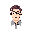 A pixel art portrait captures a fair-skinned character with messy brown hair and glasses, wearing a grey collared shirt. The minimalist design and muted palette evoke a classic video game character selection vibe.