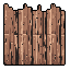 This pixel art showcases a section of weathered wooden planks, rendered in rich browns and blacks, complete with a ragged top edge suggesting age and rustic charm. The detailed texture evokes a sense of natural imperfection, highlighting the wood's grain and subtle imperfections.