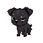 This pixel art portrays a cute, shy dog with big, innocent eyes, rendered in a monochromatic palette. Its tilted head and gentle expression create an endearing and retro-inspired image.