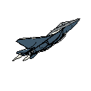 A sleek, pixelated fighter jet climbs sharply against a black void, its off-white exhaust plumes emphasizing its power and upward trajectory. The minimalist color palette and stark contrast evoke a sense of classic arcade action and focused purpose.