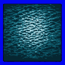 This pixel art showcases an abstract, textured surface reminiscent of rippling water or distressed metal, brought to life with dynamic lighting and cool teal hues. The central bright spot draws the eye, creating a sense of depth and subtle movement across the frame.