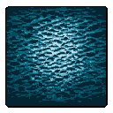 This pixel art features an abstract, textured surface resembling water or a rough wall, illuminated by a central light source. The monochromatic teal palette and rippling pixels create a calming yet mysterious depth.