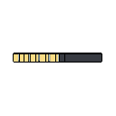 This pixel art features a progress bar, segmented with muted yellow and grey tones to indicate completion, contrasted against a dark grey section showing remaining progress. It evokes a sense of neutral anticipation as the loading bar inches forward.