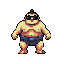 This pixel art image features a confident sumo wrestler wearing sunglasses, rendered in a retro, limited color palette. The character's solid stance and humorous accessory create a tough but lighthearted vibe.