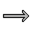 This pixel art image features a simple, gray arrow pointing right, reminiscent of retro video game graphics. The stark design and monochromatic palette create a functional, directional vibe.