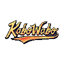 "KaboWabo" explodes from the frame in fiery, retro-inspired pixel art, its stylized script and dynamic flourish evoking a sense of vintage cool. The vibrant gradient and subtle shadows give the word a bold, three-dimensional presence.