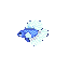 This pixel art showcases a serene, blue betta fish with flowing white fins. The stylized design and cool color palette create a feeling of peaceful aquatic beauty.