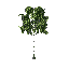 A solitary, pixelated tree with a green canopy and white trunk stands starkly against a black background. The minimalist design and muted colors evoke a sense of isolation.